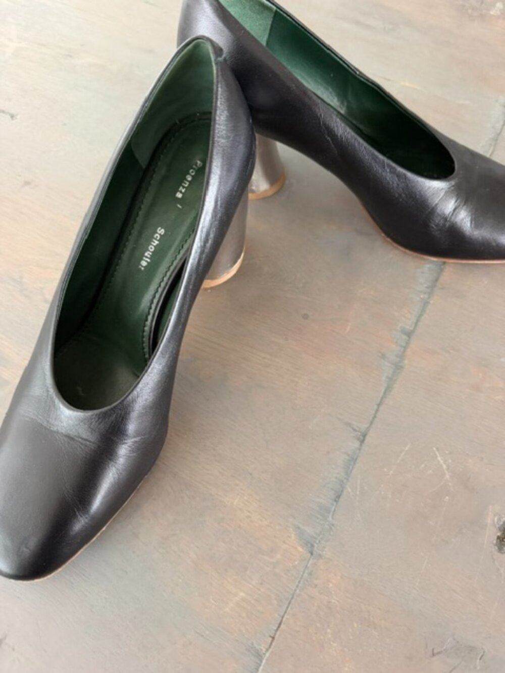 Proenza Schouler Black Leather Pumps with Mirrored Glove Heel Size 38